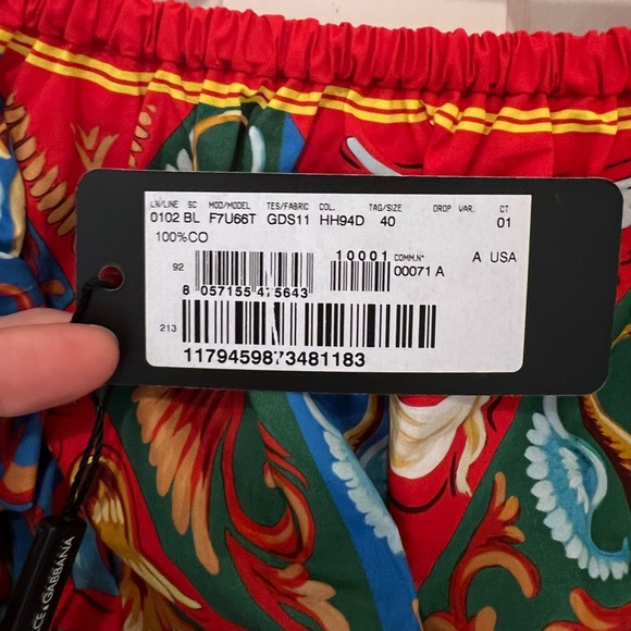 DOLCE & GABBANA CARRETTO PRINT OFF-SHOULDER COTTON CROP TO BRAND NEW TAGS ON - Picture 4 of 11